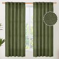 YoungsTex Olive Green Linen Curtains 63 Inch Length by YoungsTex