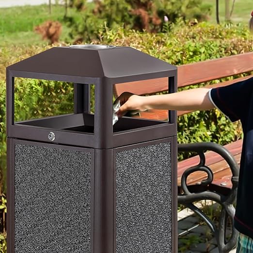 Square Waste Container with Dome Lid | Commercial Outdoor Garbage and Trash - Image 9