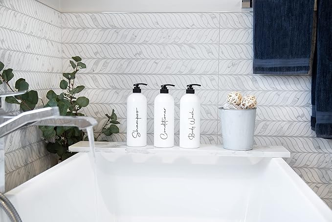 Alora 16oz Refillable Shampoo and Conditioner Dispenser Bottles - Image 4