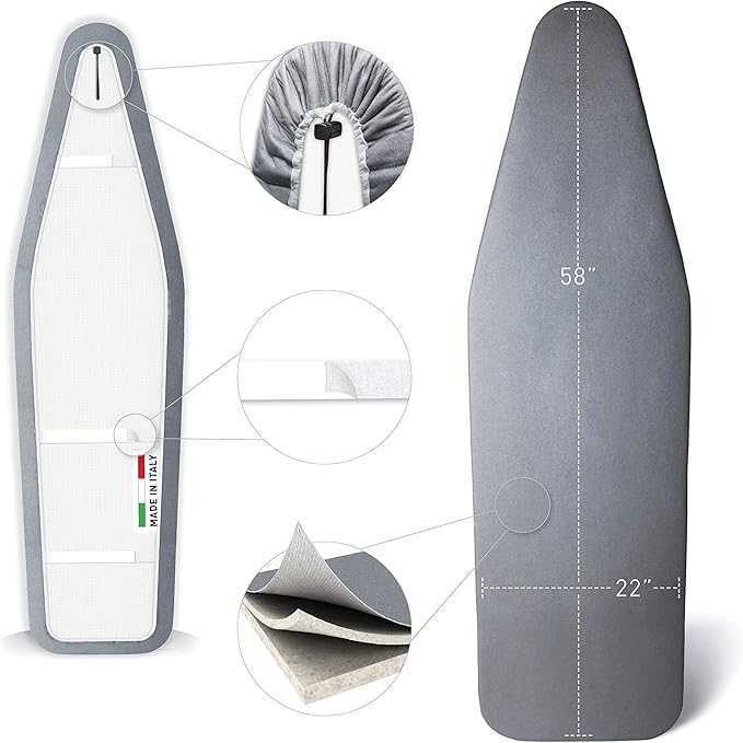 TIVIT Ironing Board Cover 22 x 58, Made in Italy. Pro Grip Pad Covers w/3 - Image 9
