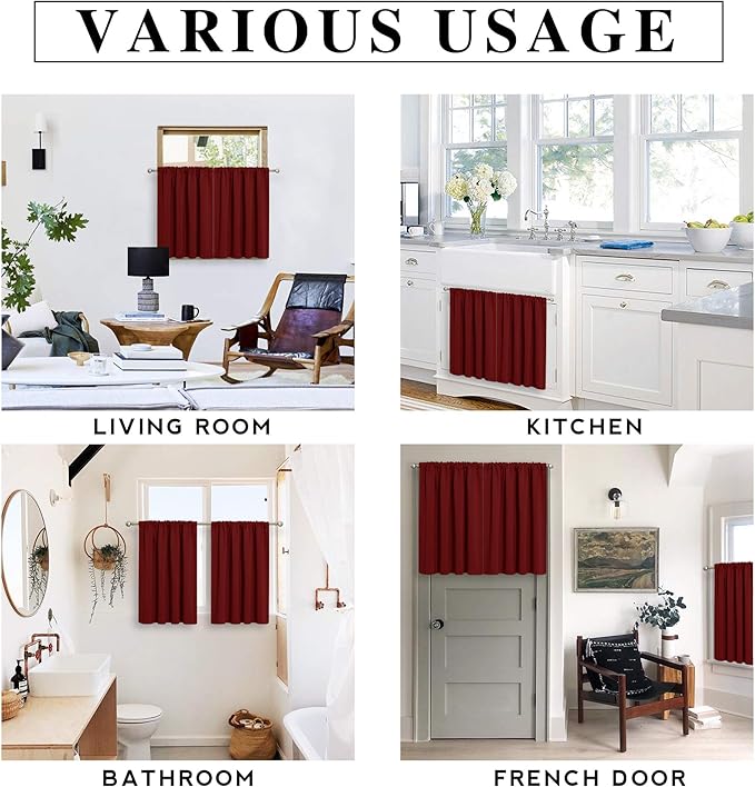 RYB HOME Blackout Curtains for Half Window Kitchen, Thermal Insulated Curtain - Image 7