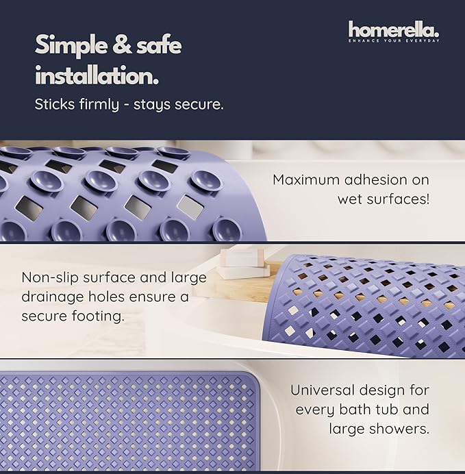 homerella® Bathtub Mat Non Slip 35x16, Incl. Hooks - Image 4