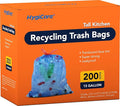13 Gallon Recycling Trash Bags, Unscented 200 Count Drawstring Tall Kitchen by HygiCare
