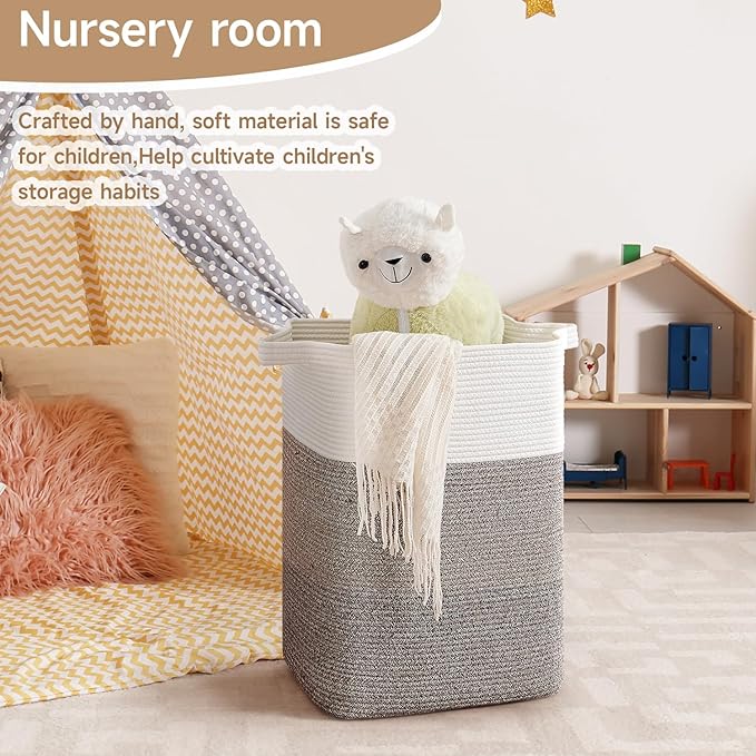 CLHMILY&Z 75L Laundry Hamper Rectangular Cotton Rope Basket - Image 3