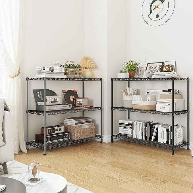 3- Shelf Metal Shelving Unit 35.6Wx14Dx36H Adjustable Storage Shelves Heavy - Image 7