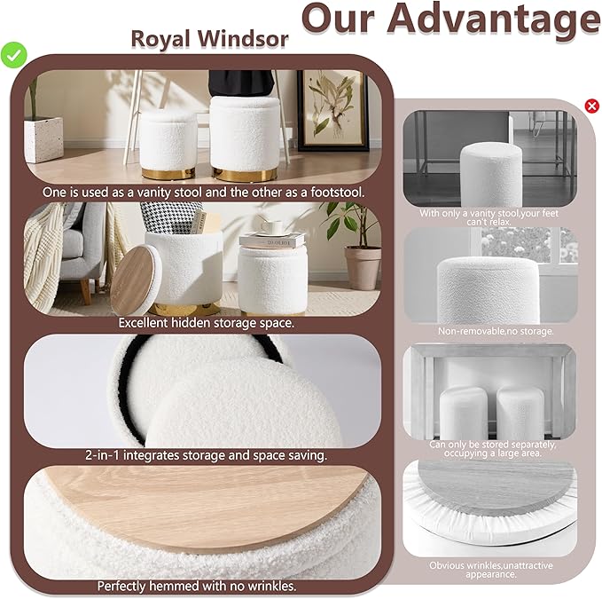 Royal Windsor Boucle Round Ottoman - Image 7