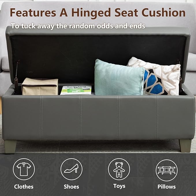 51 Inch Faux Leather Ottoman - Image 4