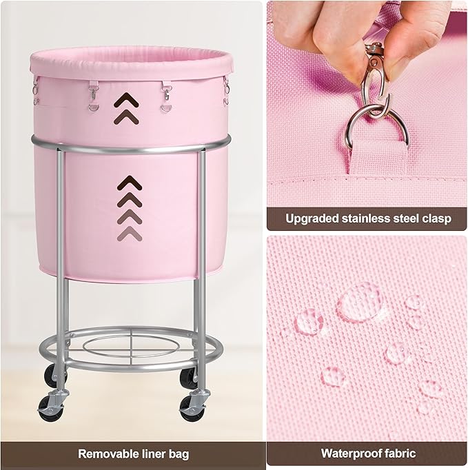 ELYKEN Laundry Basket with Wheels, 170L Rolling Laundry Hamper with Removable - Image 4