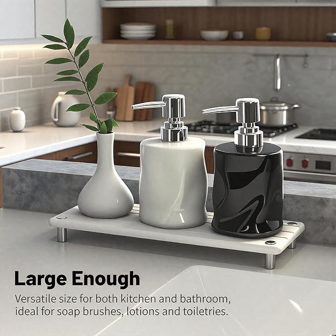 Quick Dry Sink Caddy Kitchen Sink Organizer, Water Absorbing Stone Tray - Image 5