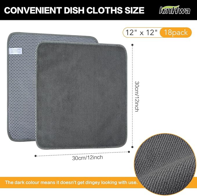 KinHwa Kitchen Washcloths for Dishes Absorbent Microfiber Dish Cloths Quick Dry - Image 9