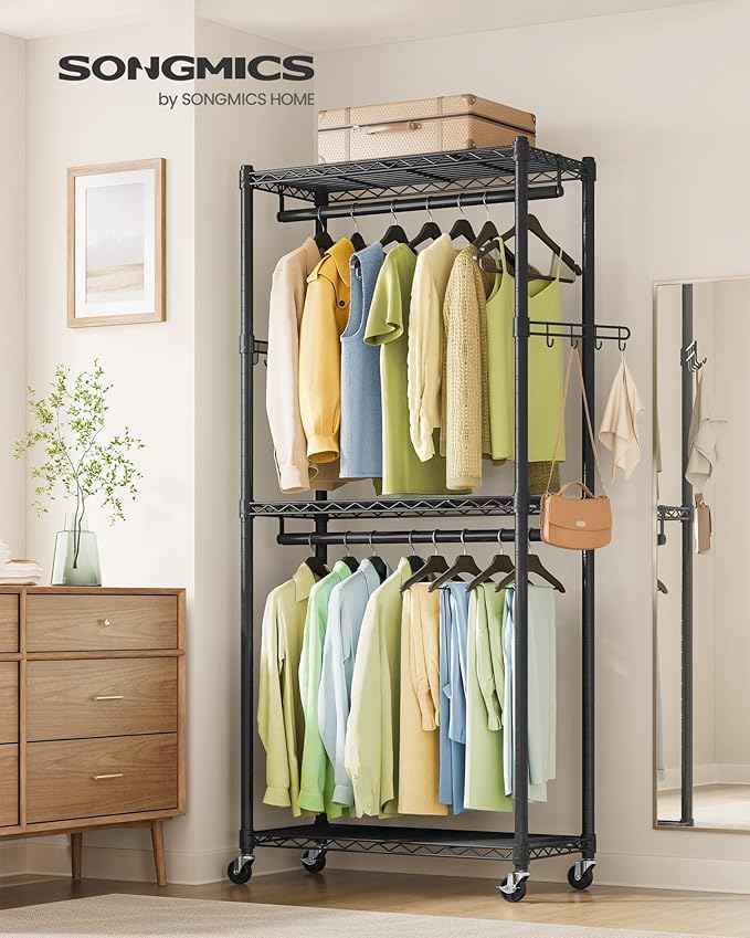 SONGMICS Heavy-Duty Rolling Clothes Rack, Garment Rack, Portable Closet - Image 2