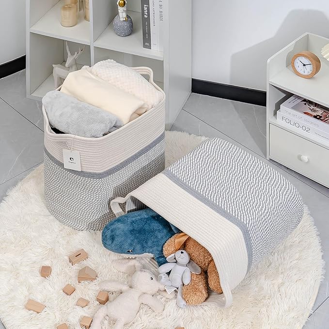 Storage Baskets for Clothes Fabric Cotton Rope Storage Basket - Image 4
