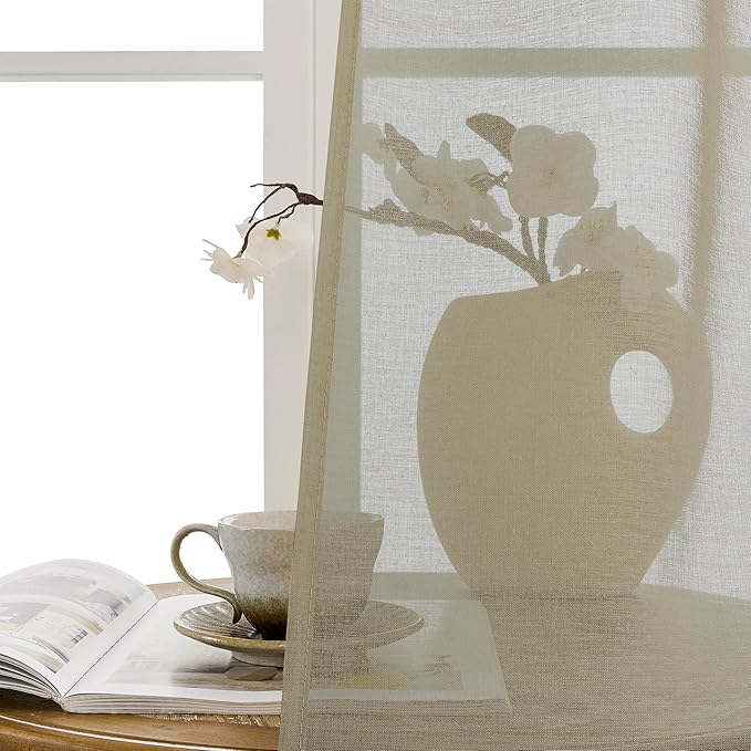 Tollpiz Sheer Door Curtains Closet Linen Textured Curtains Sheer Doorway Light - Image 9