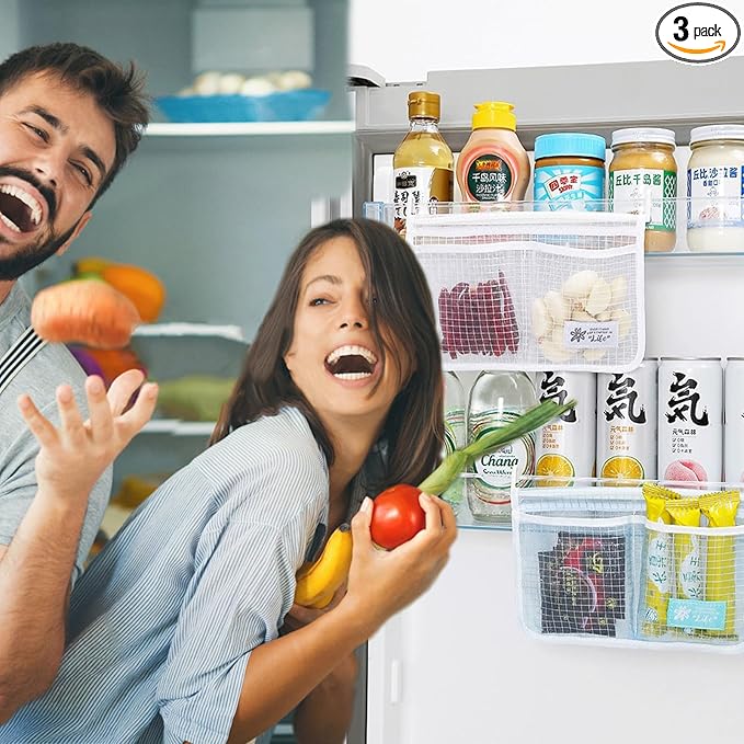 3PCS Refrigerator Door Organizer Set, Fridge Hanging Mesh Bag by WelcometoMOANLMYWeprovideyouqualityproductsandservices