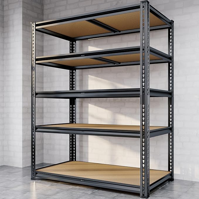 72"H Storage Shelves heavy duty, 2000LBS Garage Shelving, 5 Tier Metal Shelving - Image 9