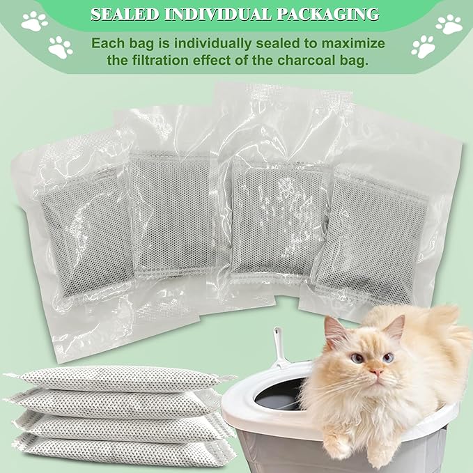 Unscented Cat Litter Box Deodorizer Kit Stick-On Activated Carbon Odor - Image 5