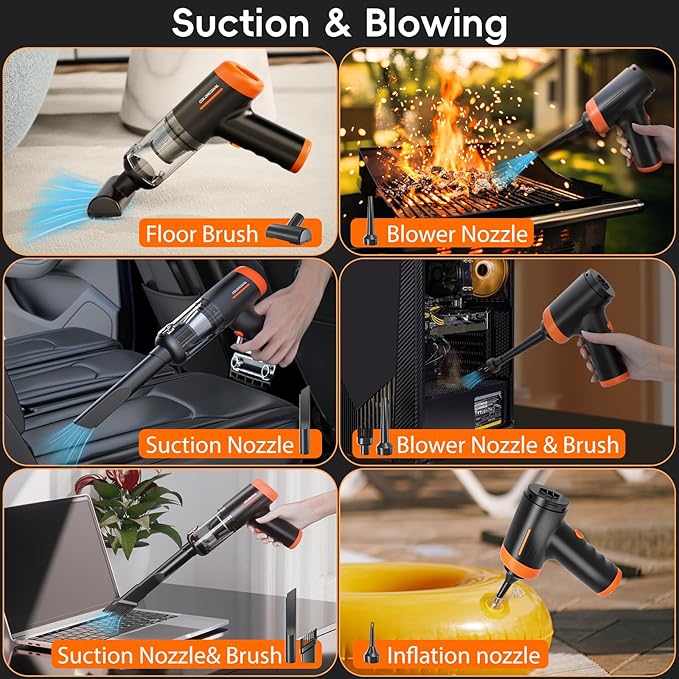 COLORCORAL Handheld Vacuum Cordless Rechargeable 16000Pa High Power Car Vacuum - Image 4