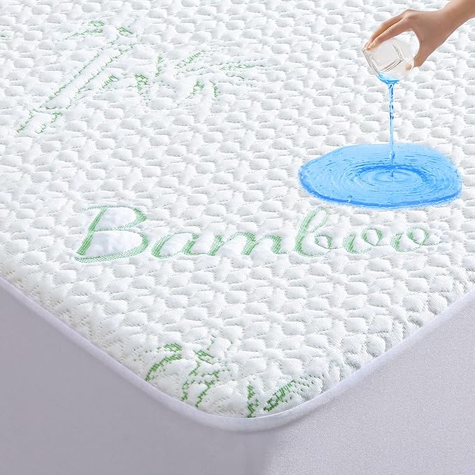 GOONIK King Mattress Protector, Breathable Bamboo Viscose Waterproof King Size by GOONIK