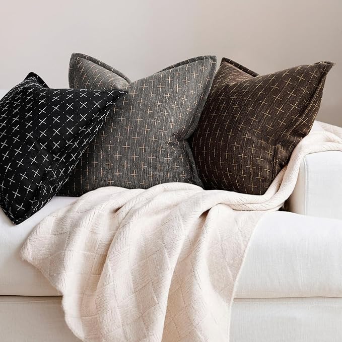 ZWJD Pillow Covers 24x24 Set of 2 Soft Polyester Textured Pillow Covers - Image 4