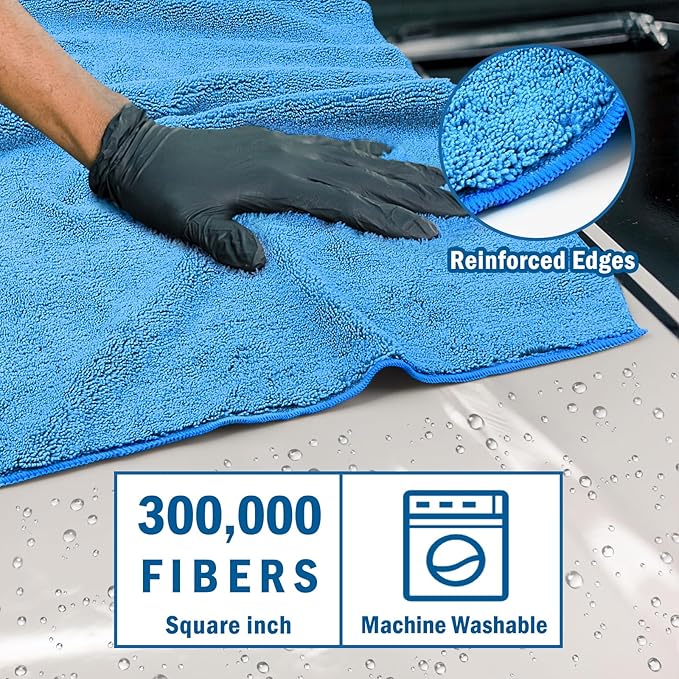 HOMEXCEL Professional Large Microfiber Car Drying Towels 2 Pack, Lint Free - Image 2
