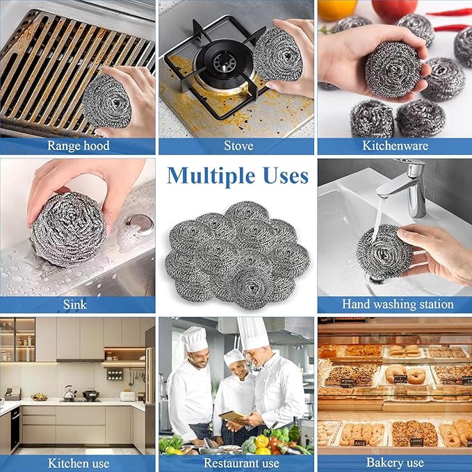 40 Pcs Stainless Steel Scrubber Bulk, Heavy Duty Steel Wool Scrubber 40 Gram - Image 7