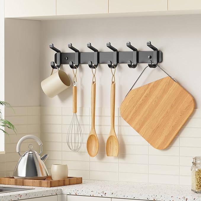 Coat Rack Wall Mounted Heavy-Duty: Metal Coat Hanger 6 Hooks - Image 5