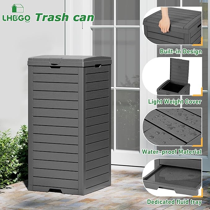 Outdoor Trash Can, 2 Set of 31 Gallon Garbage Can - Image 4