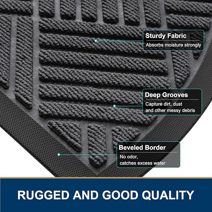 Smiry Half Circle Front Door Mat Outside Entrance, Heavy Duty Outdoor Indoor - Image 4