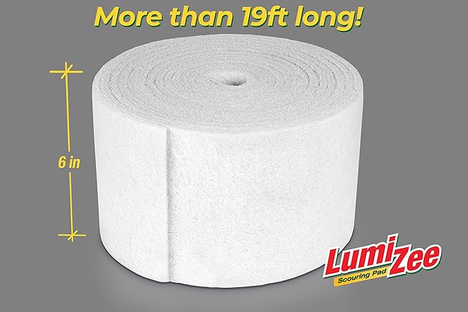 Non-Scratch White Scrubbing Pads Roll 19ft Economy Size Sponge Scouring Pad - Image 4