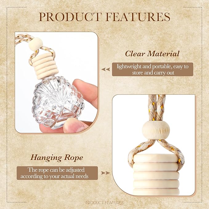 BBTO 50 Pcs Hanging Car Air Freshener Car Diffuser Bottles Empty Glass Perfume - Image 4