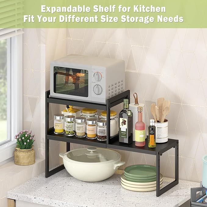 DOLALIKE Expandable kitchen Countertop Organizer, Stackable Cabinet Shelf - Image 7