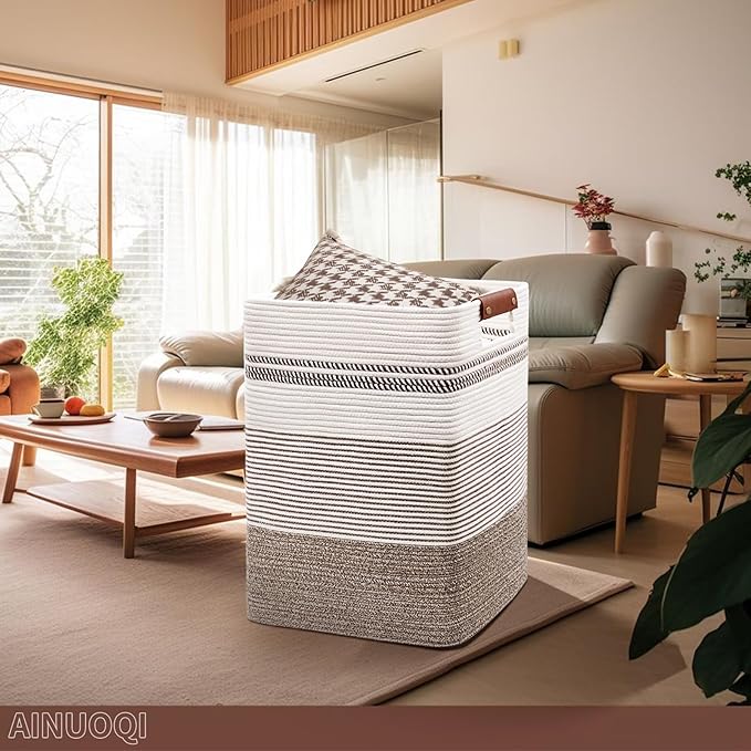 Laundry Hamper - Tall Woven Rope Laundry Basket - Clothes hamper - Image 4
