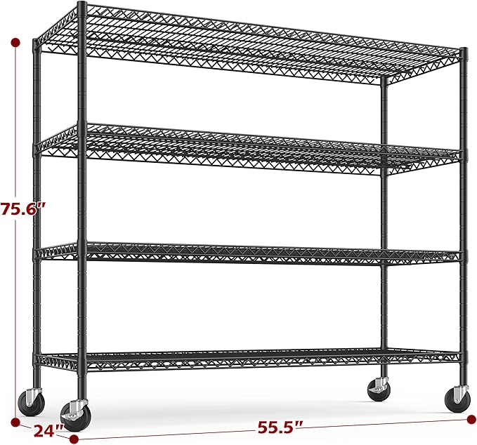 REIBII 55.5''W Storage Shelves 2500LBS Wire Shelving Rack - Image 3