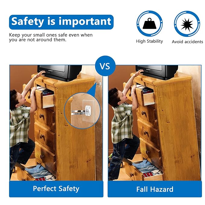 Adhesive Furniture Wall Anchors, Vinkqiado Anti Tip Furniture Safety Straps - Image 3