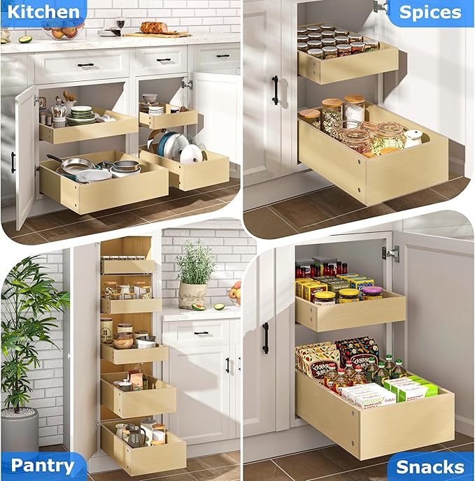 WelFurGeer Soft Close Pull Out Cabinet Organizer, Space-Saving Cabinet Organizer - Image 7