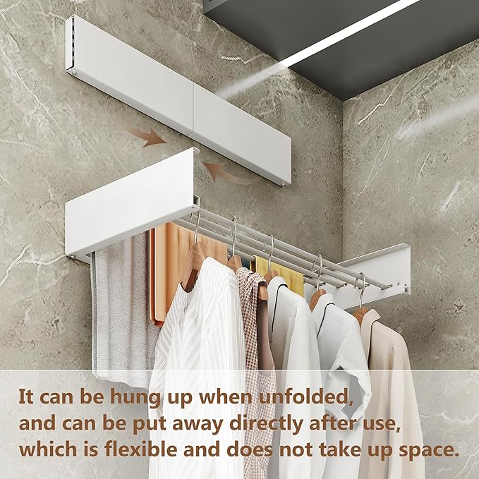 Wall Mounted Drying Rack, Drying Rack Clothing, Collapsible Hanger Racks - Image 7