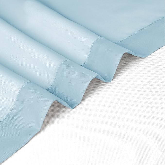 Chyhomenyc Sky Blue Sheer Curtains 30 inch Length 2 Panels, Light Filtering - Image 5