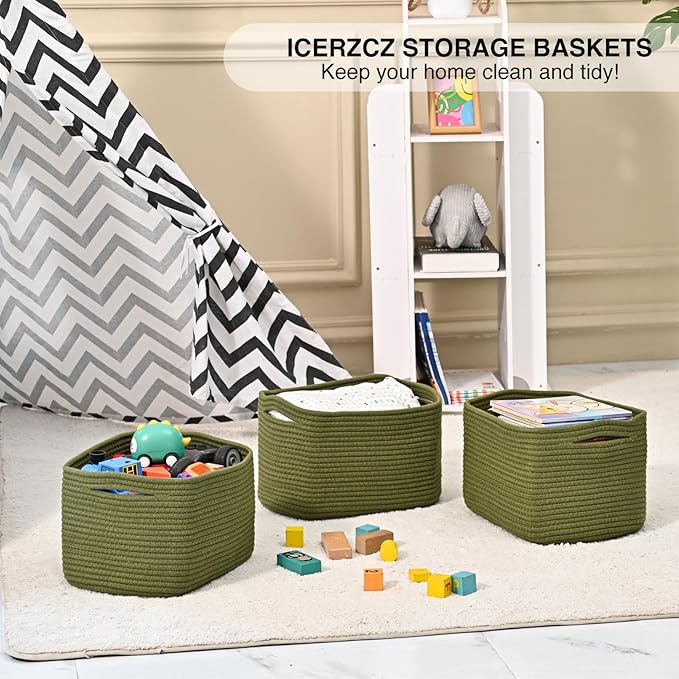 Storage Basket for Shelves, Small Baskets for Organizing, Woven Cotton Rope - Image 6