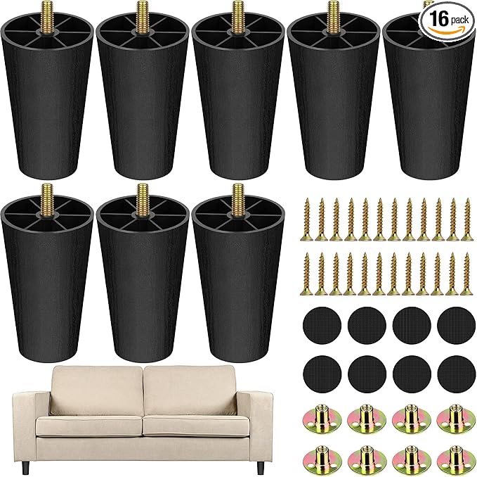 TURSTIN 16 Pack 4 Inch Plastic Furniture Legs by TURSTIN