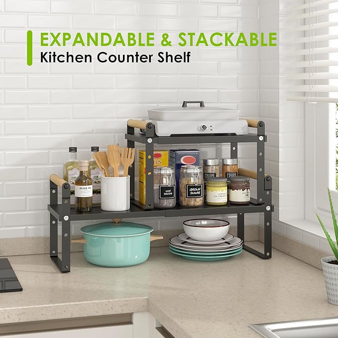 DOLALIKE Expandable kitchen Countertop Organizer, Stackable Cabinet Shelf - Image 6