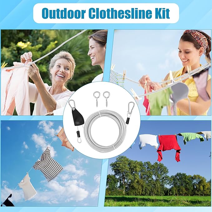 20FT/ 40FT Retractable Travel Clothesline, Adjustable Outdoor Clothesline - Image 7