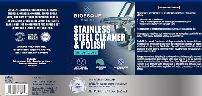 Bioesque Marine Stainless Steel Cleaner & Polish, 32 Fluid Ounce - Image 2