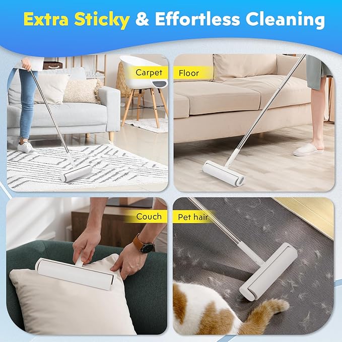 9.49'' Extra Sticky Large Lint Roller Refills, and Pet Hair Cleaning, 60 Sheets - Image 4