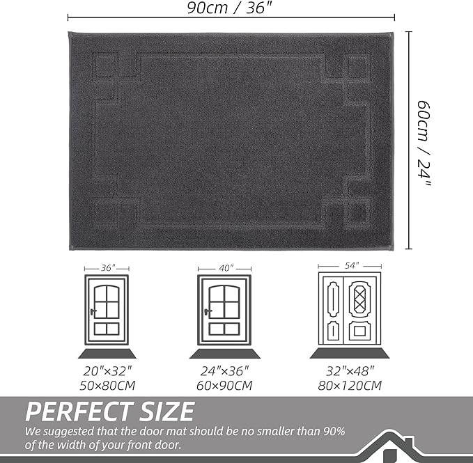 BEQHAUSE Door Mat 24" x 36", Non-Slip Door Mats Indoor Entryway Rugs Washable - Image 2