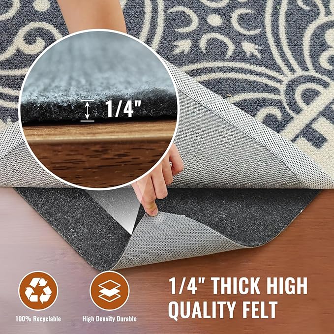 Felt Rug Pad, 5 x 8 Ft Rubber Non-Slip Rug Pad Gripper, Keep Rugs Secure and in - Image 4