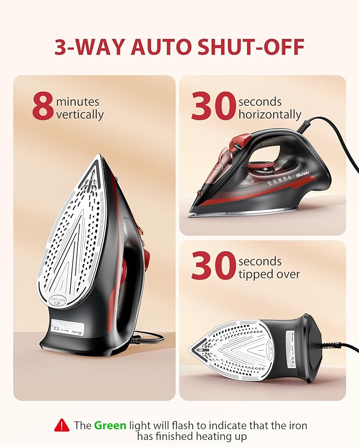 Burst steam Iron for Clothes, Automatic Shutoff, Light Weight, 1500W Iron - Image 7