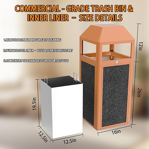 Commercial Metal Outdoor Trash Can - Image 2