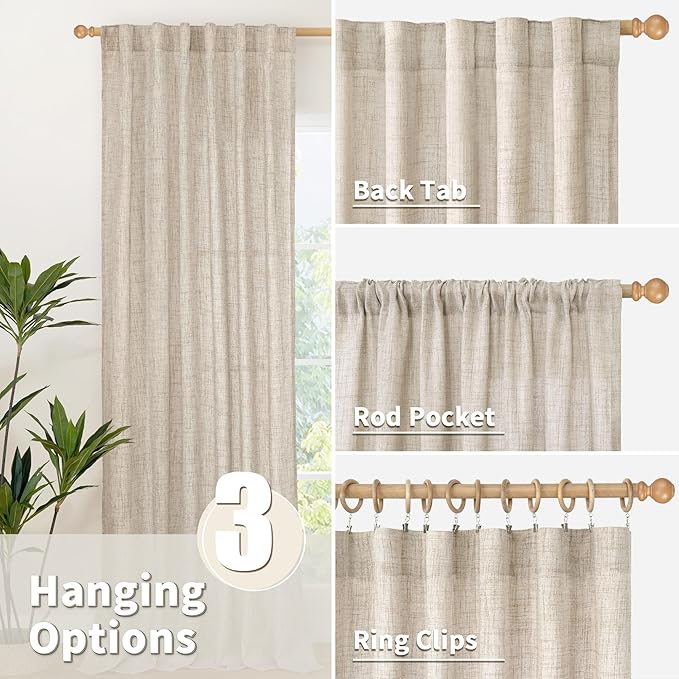 YoungsTex Short Linen Curtains 45 Inch Length - Image 5