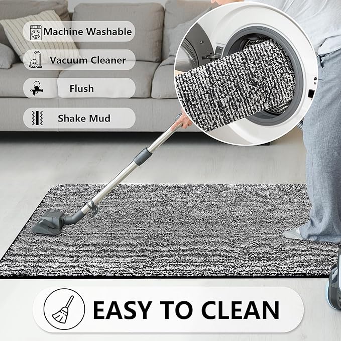 REFETONE Indoor Doormat, Front Door Mat 36"x59" Absorbent Rubber Backing Non - Image 6