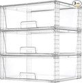 Vtopmart 3 Pack Large Stackable Storage Drawers, Easily Assemble Clear Acrylic by Vtopmart